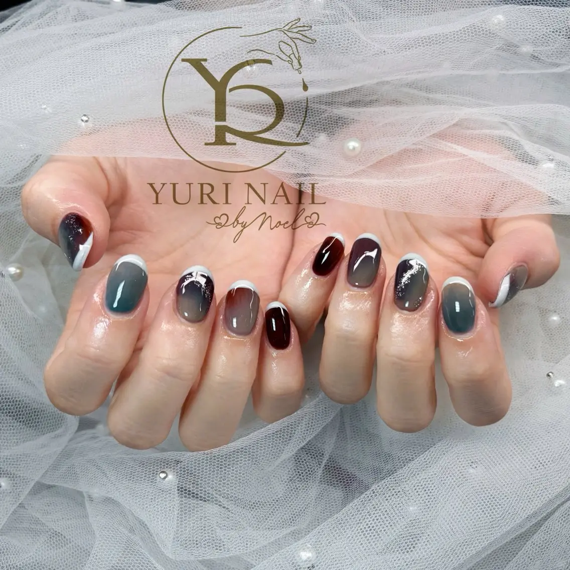 ネイル チークネイル フットネイル グラデーション 韓国ネイル 持ち込み ハンドネイル フットネイル ハンドケア YURI Nail NARITAのネイルデザイン