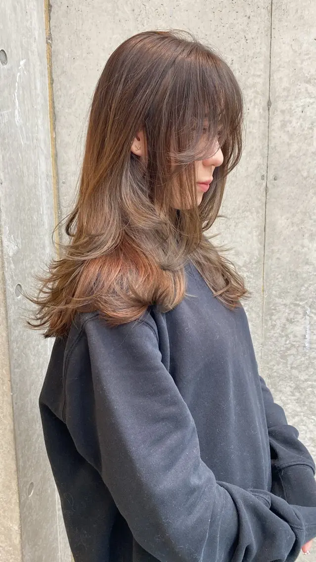 ロング カラー カット ヘアカラー トリートメント Saki/レイヤー/ 柔らかカラーのヘアスタイル