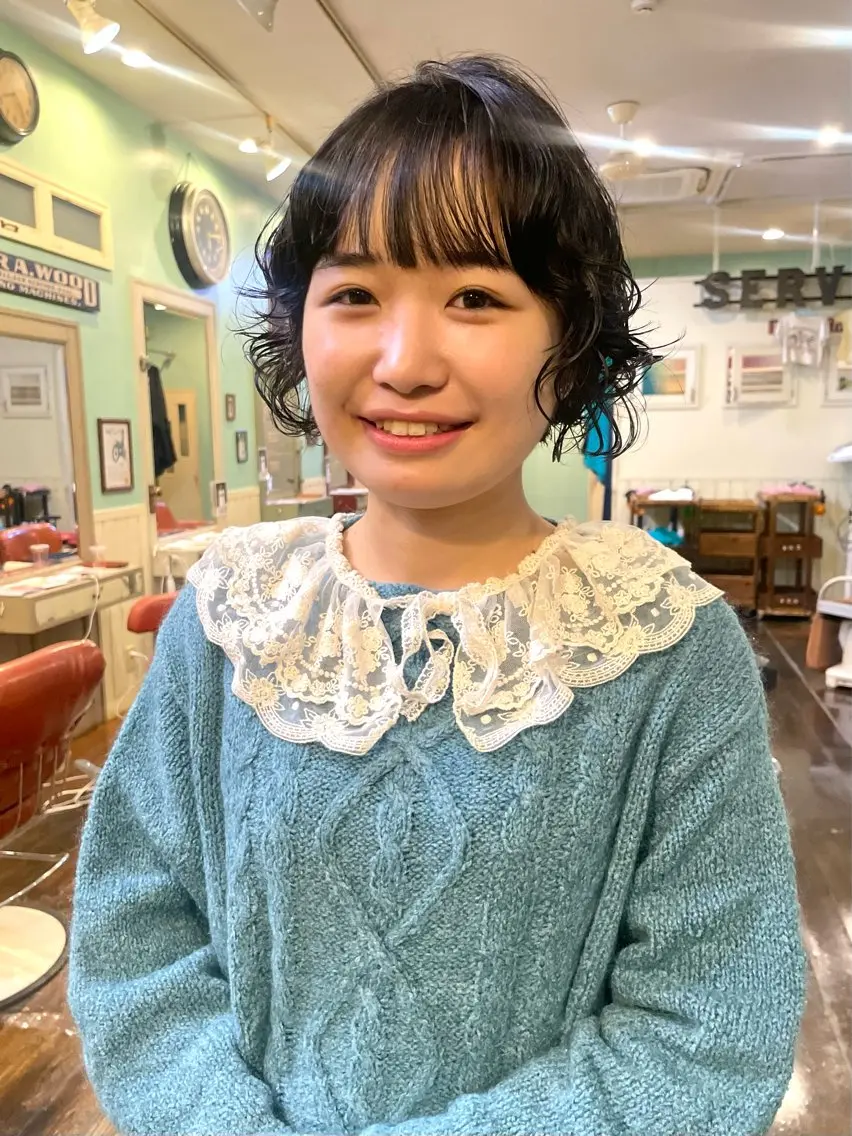 ミディアム パーマ ミディアムパーマ ボブ レイヤーカット カット パーマ Sourire西大分 ☘️いけだ　あおいのヘアスタイル