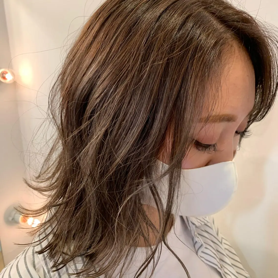 ミディアム カラー 透明感カラー ハイライトカラー ハイライト SATO RISAのヘアスタイル
