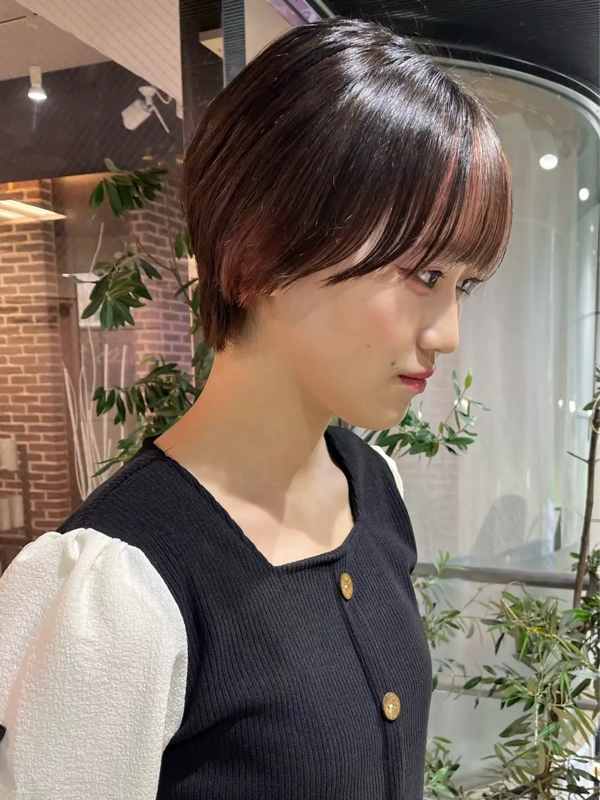 ショート カラー ショートボブ ハンサムショート 丸みショート ミストバング フェイスフレーミング カットパーマ 🌀あさみのヘアスタイル