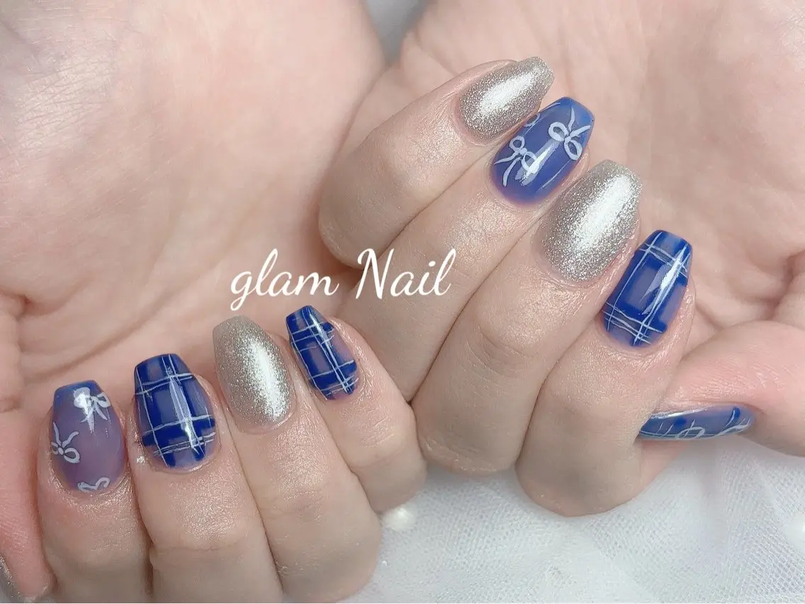ネイル エツメ💅 長さ出し🎀デザインのネイルデザイン