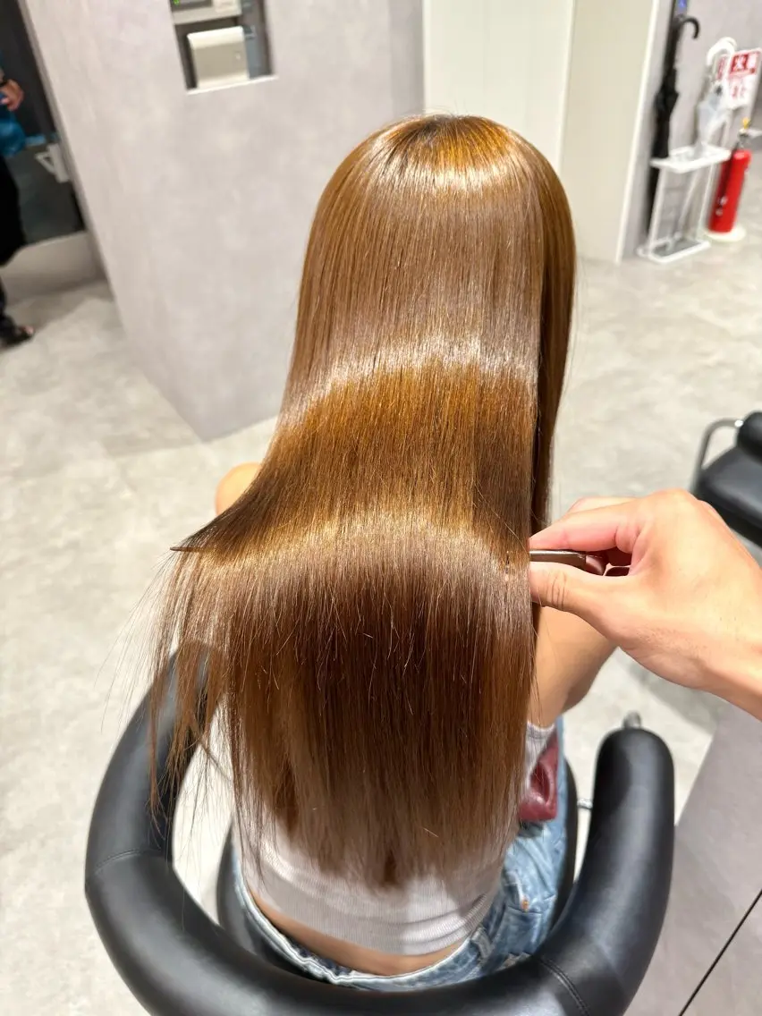 ロング カラー パーマ ヘアアレンジ 髪質改善 縮毛矯正 トリートメント ストレートパーマ カット ヘアカラー トリートメント ヘアセット 縮毛矯正/髪質改善/ ブリーチ毛/木元渓太のヘアスタイル