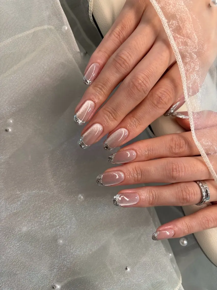 ネイル フレンチネイル ガラスフレンチ ハンドネイル hannaly /ネイル/自由が丘のネイルデザイン