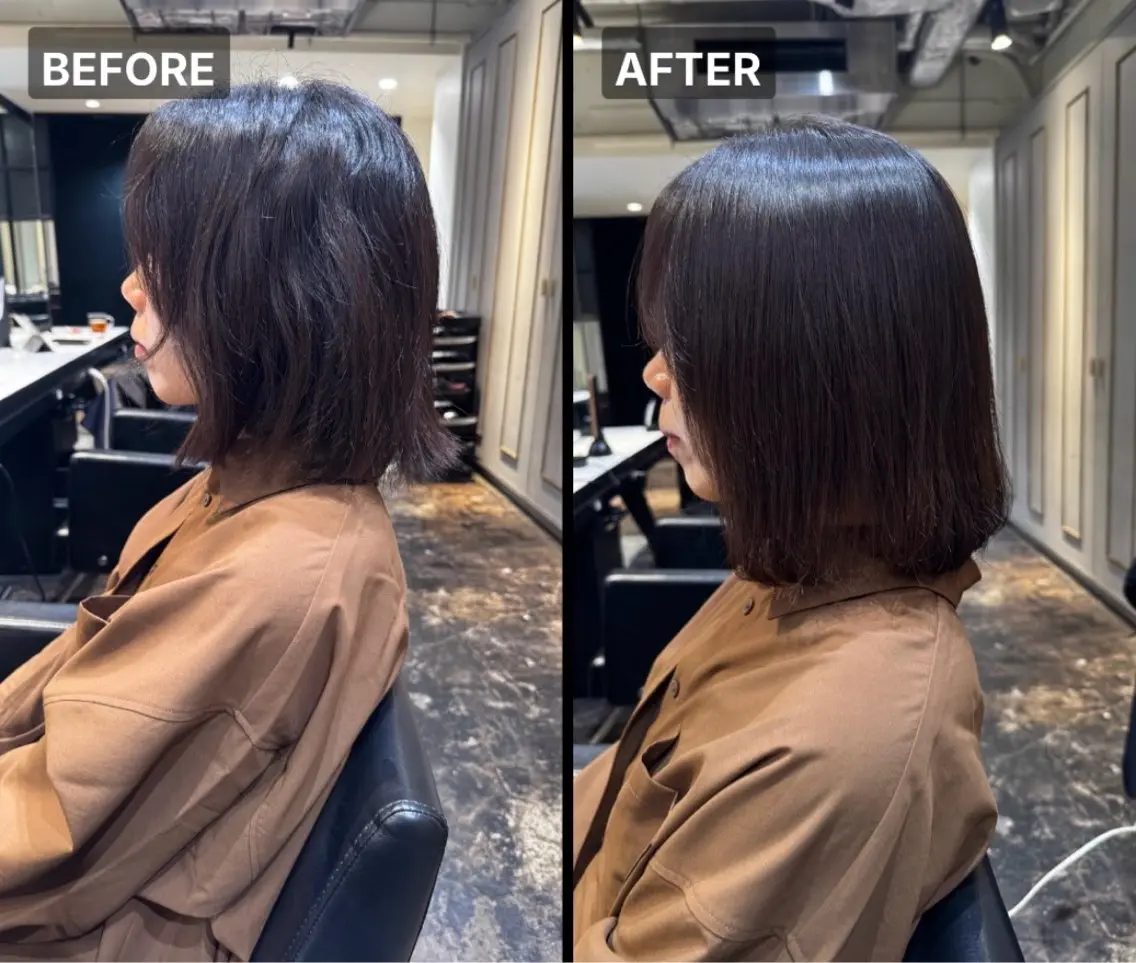 パーマ ボブ 縮毛矯正 カット パーマ 小澤 琉凪のヘアスタイル