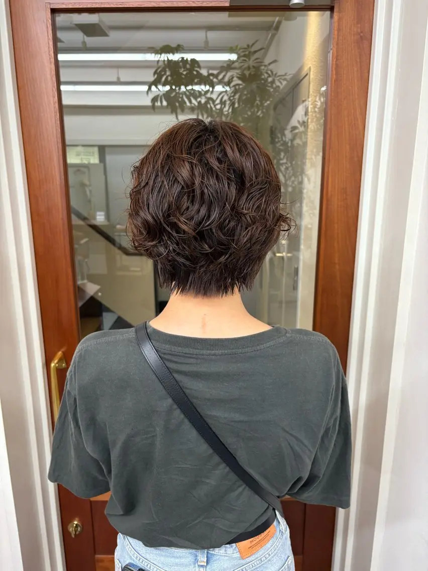 ショート パーマ 透明感カラー/顔周り カット/ののか💞のヘアスタイル