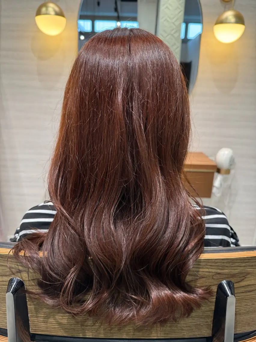 カラー ブリーチ ブラウンカラー ブリーチなしカラー オレンジ オレンジブラウン カット ヘアカラー トリートメント 長谷川 紗羅のヘアスタイル