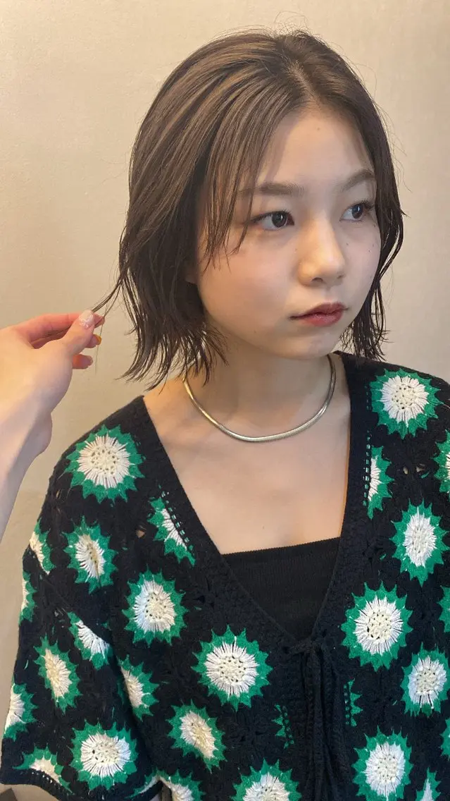 ミディアム カラー パーマ ヘアアレンジ グレージュ 広島/ボブ/レイヤー 🌿‬wakabaのヘアスタイル