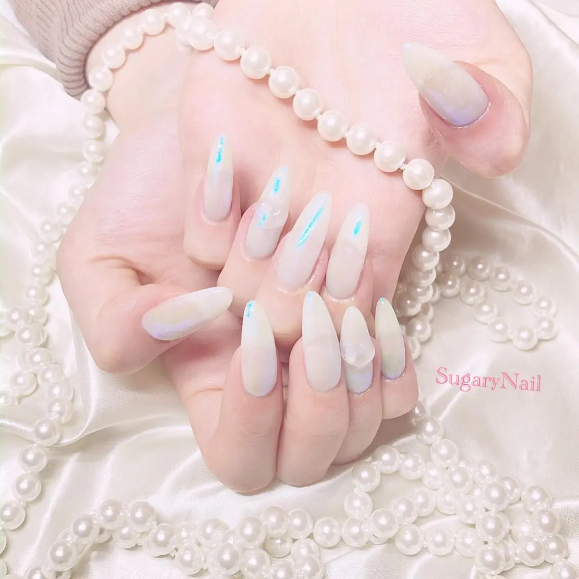 ネイル ハート ミラーネイル ハンドネイル SugaryNail Rinaのネイルデザイン
