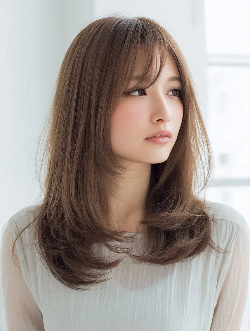 セミロング カラー ヘアカラー 韓国×艶ハイトーンが かわいい✨️リオ🍒のヘアスタイル