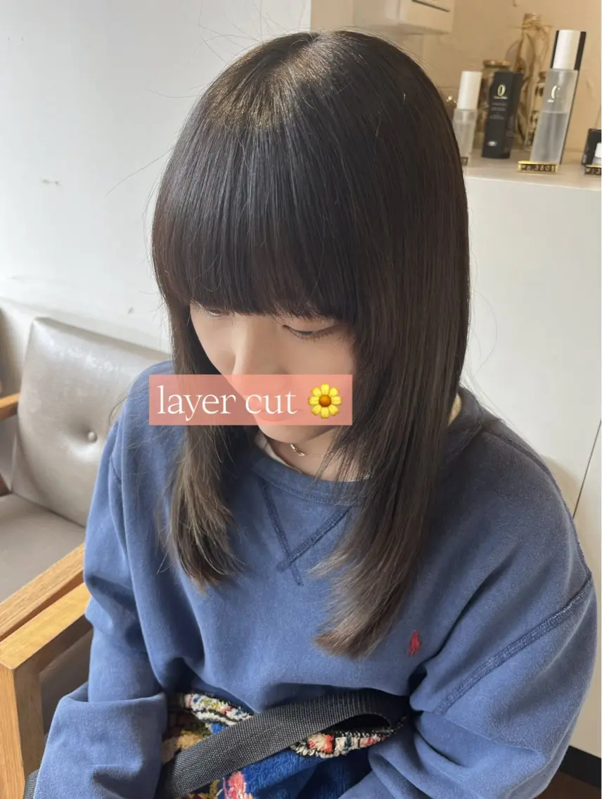 ロング レイヤーカット レイヤーカット🌈 透明感カラー🌷ユリのヘアスタイル