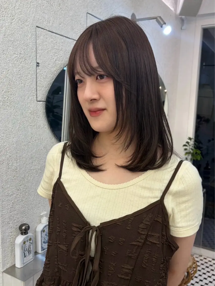 ミディアム カラー ヘアカラー トリートメント ベージュ🤎透明感 カラー/リン🔔のヘアスタイル