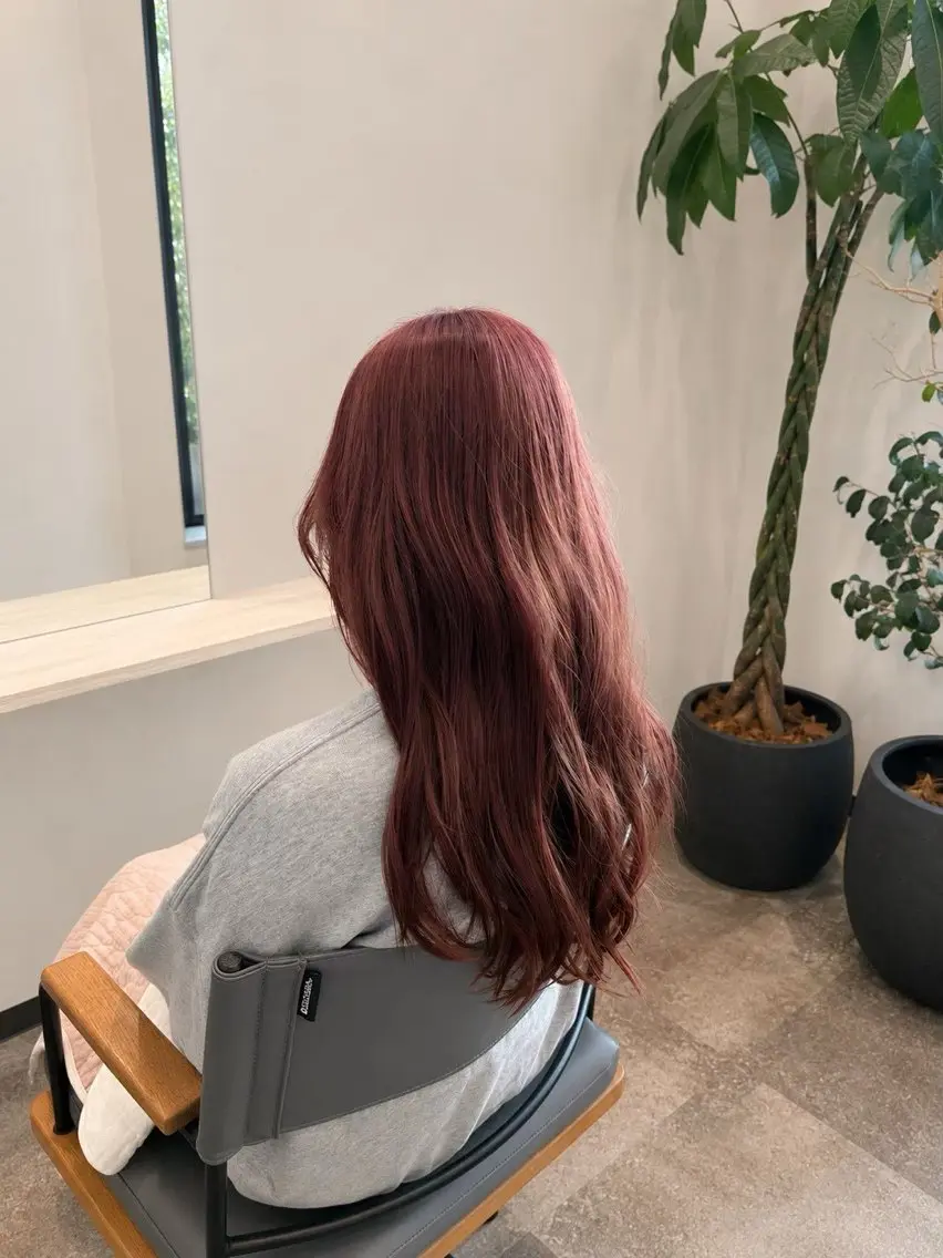 セミロング カラー ブリーチ ブラウンカラー ブリーチなしカラー ピンクカラー ピンクブラウン カット ヘアカラー トリートメント 浜田 希々香のヘアスタイル