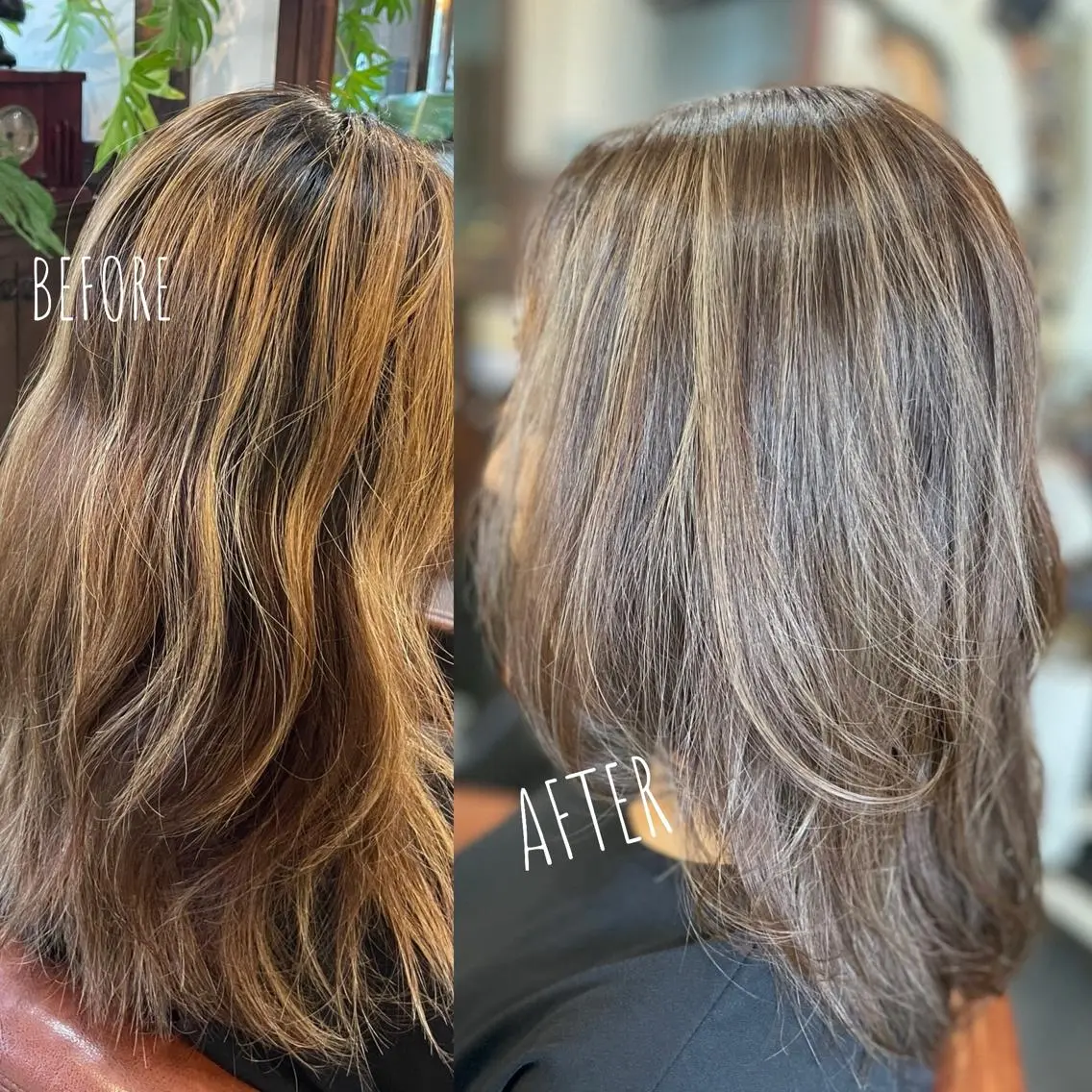 ミディアム カラー ヘアアレンジ ベージュカラー ブラウンカラー ブラウンベージュ ハイライトカラー オレンジ Hikari /京都駅美容室のヘアスタイル