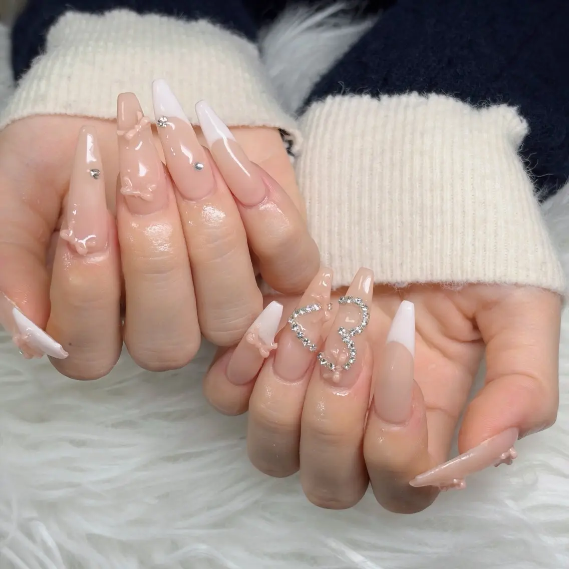 ネイル フットネイル フレンチネイル グラデーション 韓国ネイル ロングネイル ハンドネイル Hani Nail Salonのネイルデザイン