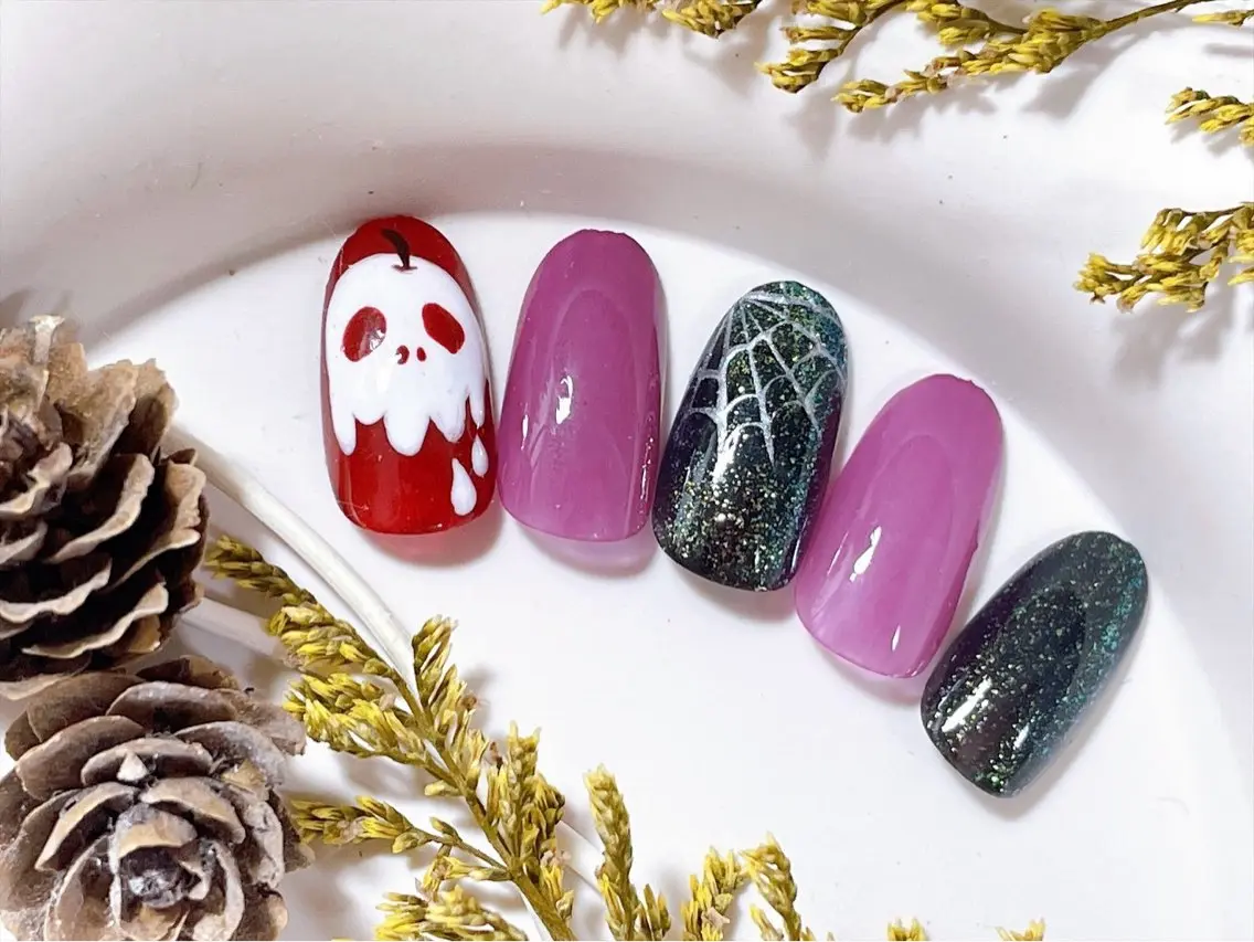 ネイル ジェルネイル ハロウィン オフィスネイル パラジェル ハンドネイル kiki nail &brow二子玉川のネイルデザイン