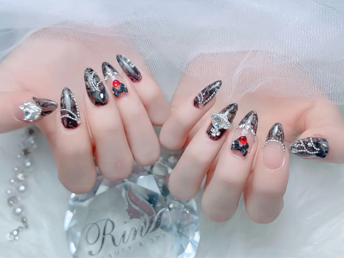 ネイル ブルー ジェルネイル ガーリー グラデーション グリーン ハンドネイル Rin Nail 新大久保店のネイルデザイン