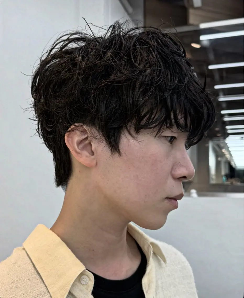 ショート カラー パーマ メンズ キッズ メンズパーマ くせ毛 栄💗レイヤーカット |パーマ|haruのヘアスタイル