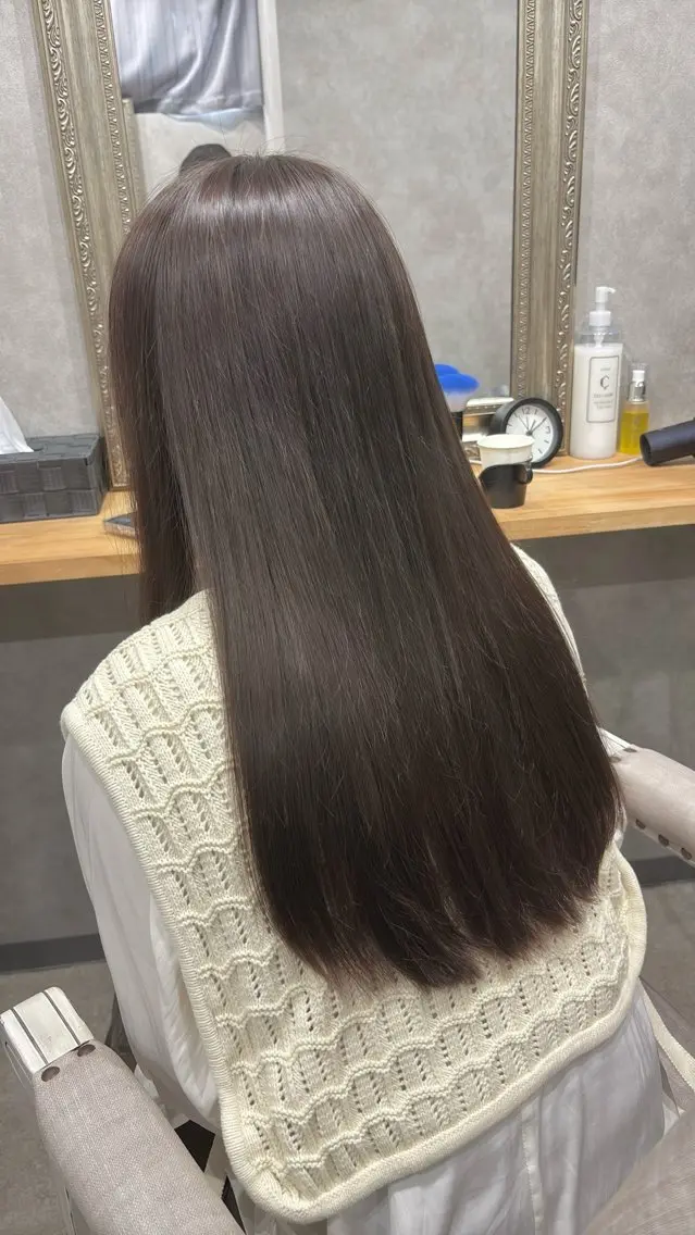 ロング カラー ダークグレー ダークグレージュ グレージュ カット ヘアカラー 透明感カラー/ ブリーチ無し/RYOのヘアスタイル