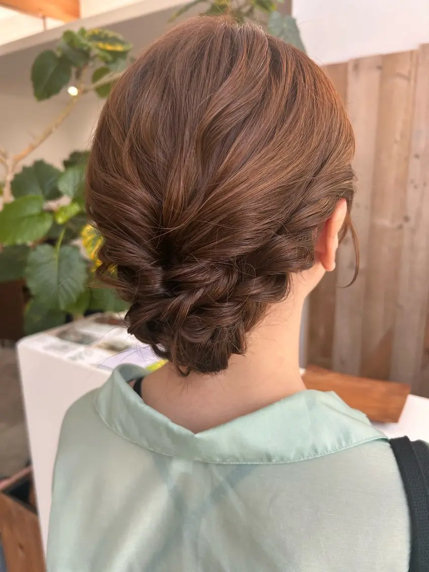 ミディアム ヘアアレンジ 結婚式・ブライダル 入学式 卒業式のヘアスタイル ヘアセット SOL _nagisa.のヘアスタイル
