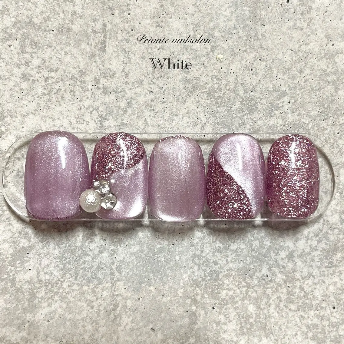 ネイル キラキラネイル マグネットネイル パープル 冬ネイル ハンドネイル SAKASHITA KEIのネイルデザイン