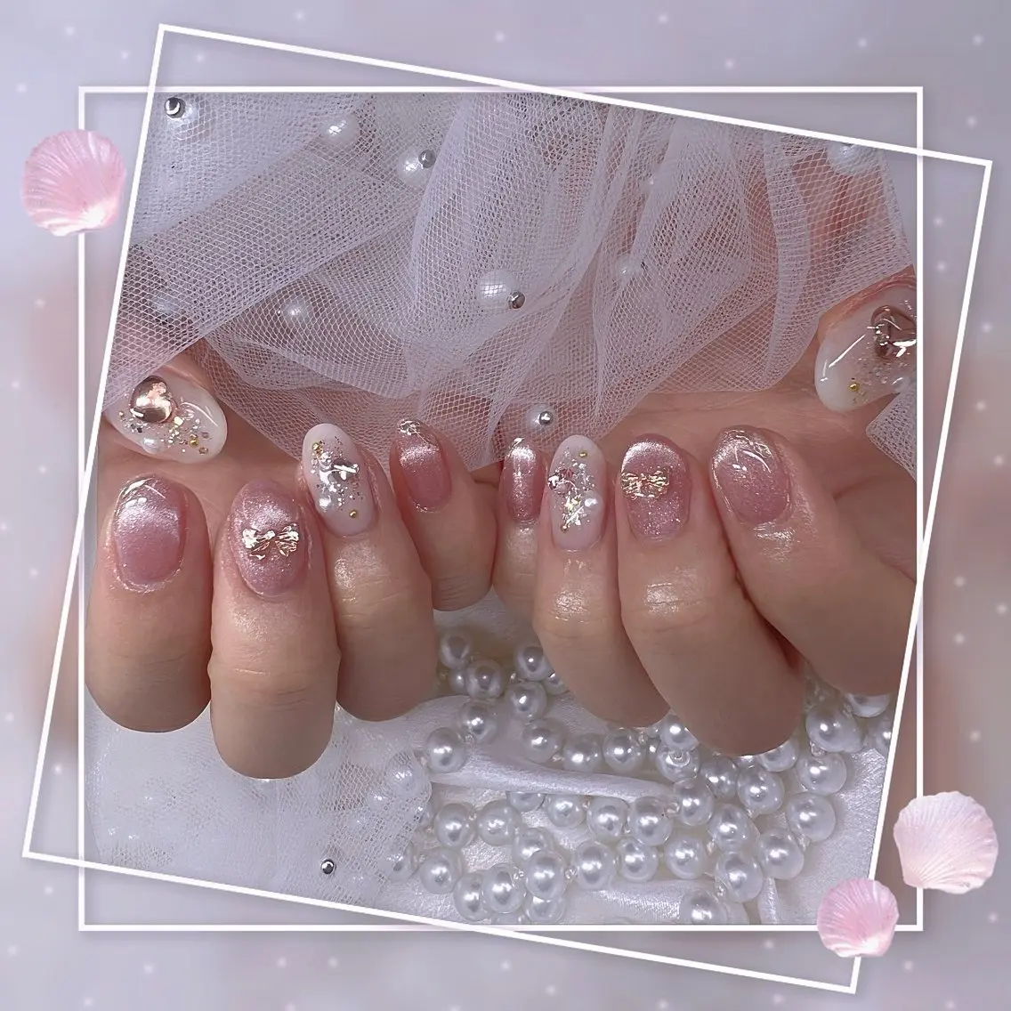 ネイル チークネイル フレンチネイル グラデーション マグネットネイル マグネットフレンチ ハンドネイル Chill Nailsalonのネイルデザイン