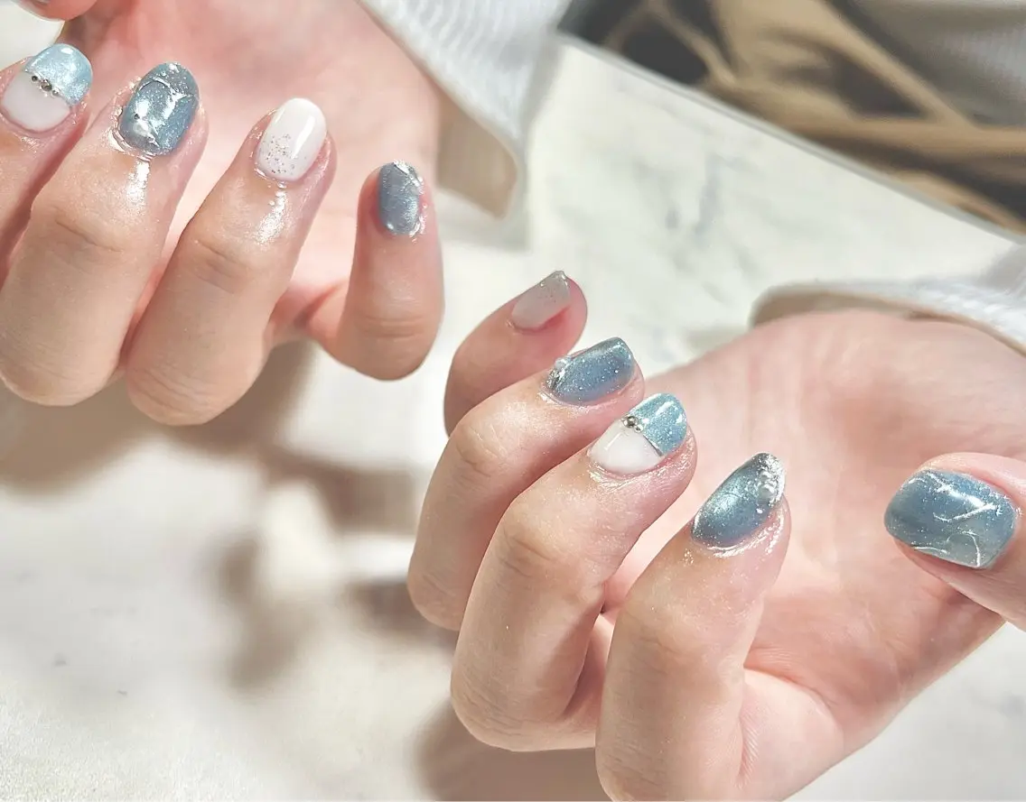 ネイル フラッシュネイル フラッシュマグ 水色 持ち込み Riry.S°＊ knailのネイルデザイン