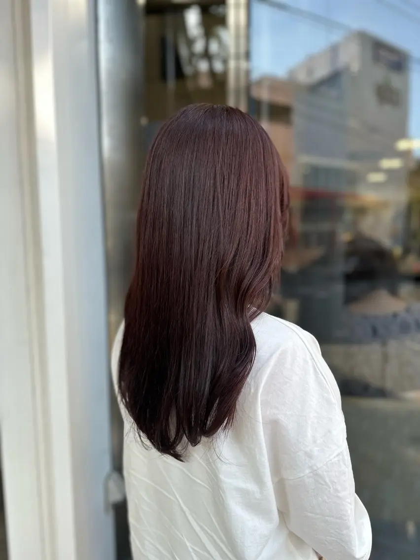 ロング カラー 顔まわりレイヤー 顔周りカット レイヤーカット クロスパーマ/うる艶 カラー/Kurumiのヘアスタイル