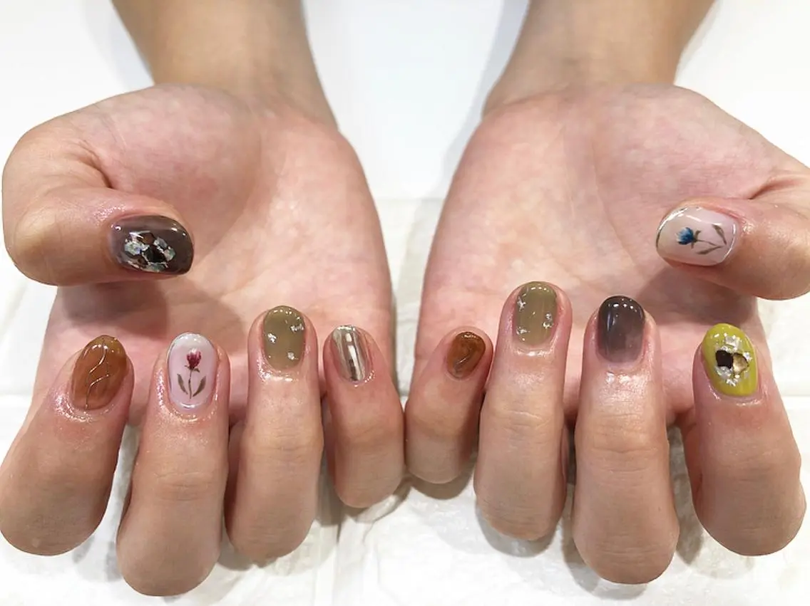 ネイル ブラウン rina eye&nailのマツエク・マツパデザイン