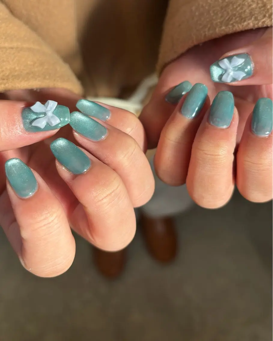 ネイル ブルー ジェルネイル キラキラネイル マグネットネイル マットネイル ハンドネイル tamu nail 　金町のネイルデザイン
