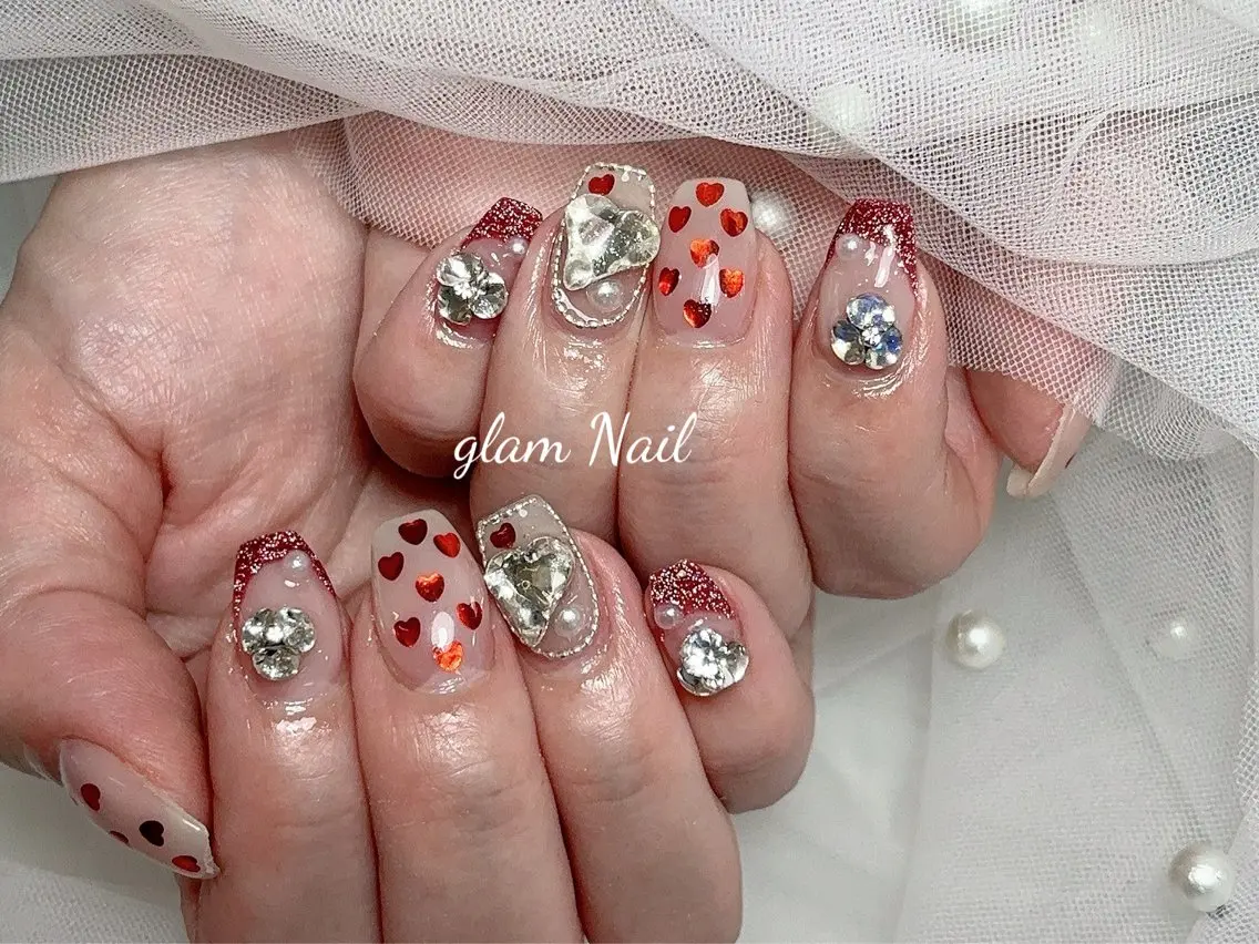 ネイル エツメ💅 長さ出し🎀デザインのネイルデザイン