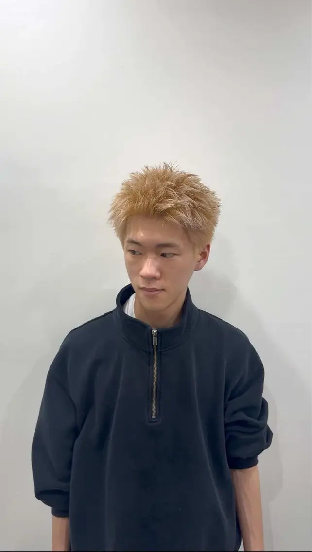 ショート カラー メンズ スパイキーショート くせ毛 ショートヘア カット ヘアカラー パーマ フェード特化✂︎ ✂︎sunのヘアスタイル