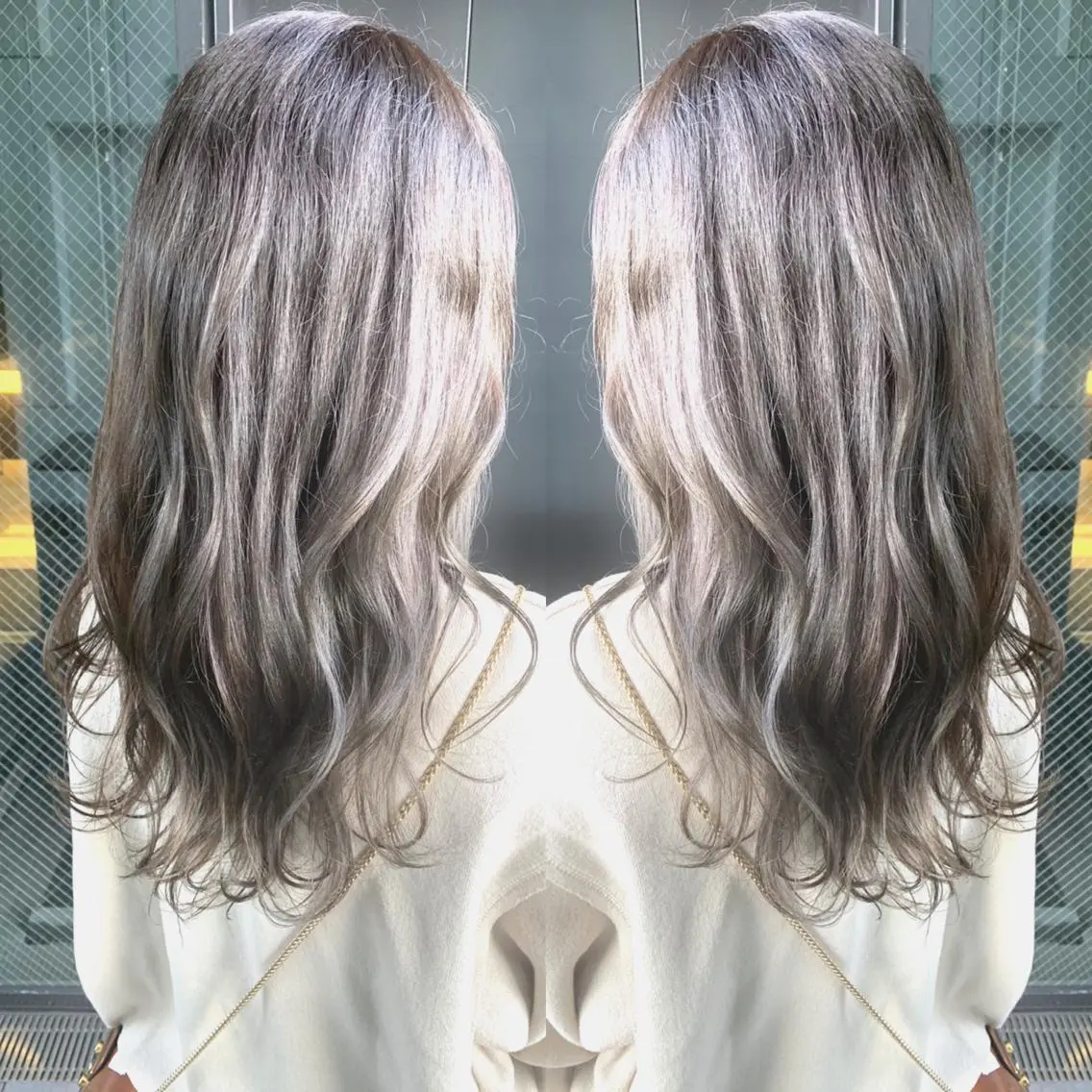 セミロング カラー ヘアアレンジ ブリーチ ケアブリーチ Merci メルシー 福岡、今泉のヘアスタイル