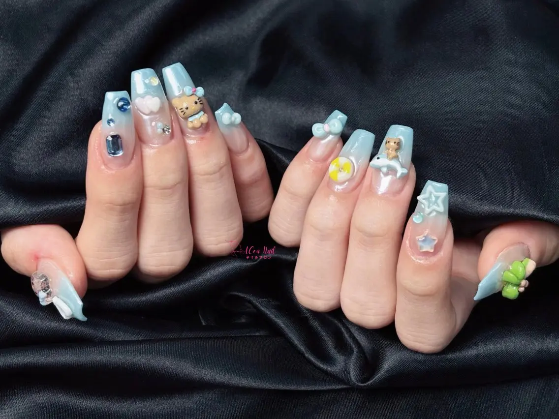 ネイル 桜ネイル 長さ出し フラワーネイル フレンチネイル ジェルネイル ハンドネイル ACon NailSalonのネイルデザイン