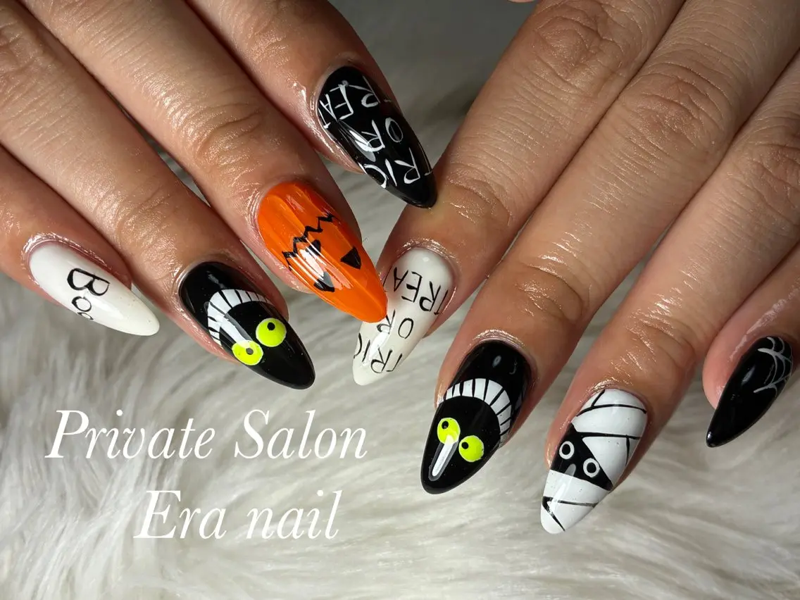 ネイル アートネイル ハロウィン 持ち込み ハンドネイル Era nailのネイルデザイン