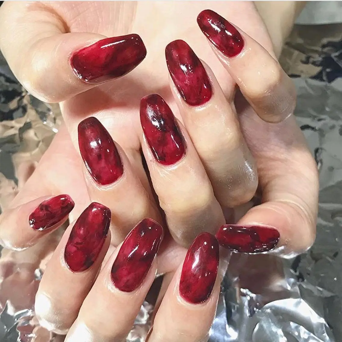 ネイル 渋谷／チップ長さ出し 👑アプレgel-xのネイルデザイン
