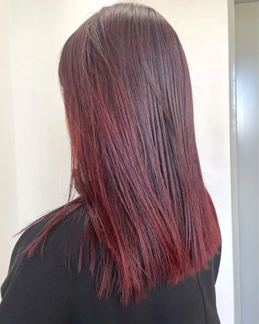 ミディアム カラー ブリーチ ボルドーカラー ブリーチなしカラー HIBIKI/原宿 ハッシュカット🪄のヘアスタイル