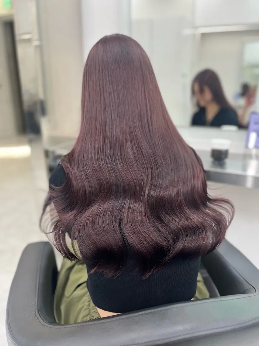 ロング カット ヘアカラー トリートメント ヘアセット 🍒韓国暖色ヘア NO.1🍒🪽のヘアスタイル