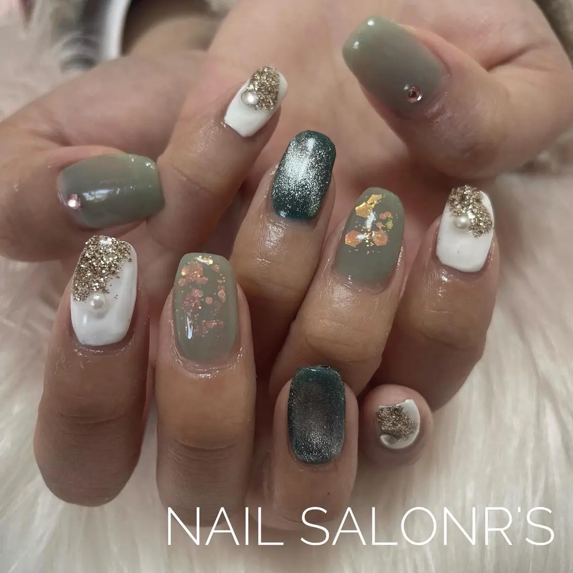 ネイル グリーン パステルネイル 春ネイル ハンドネイル nail salon R'sのネイルデザイン