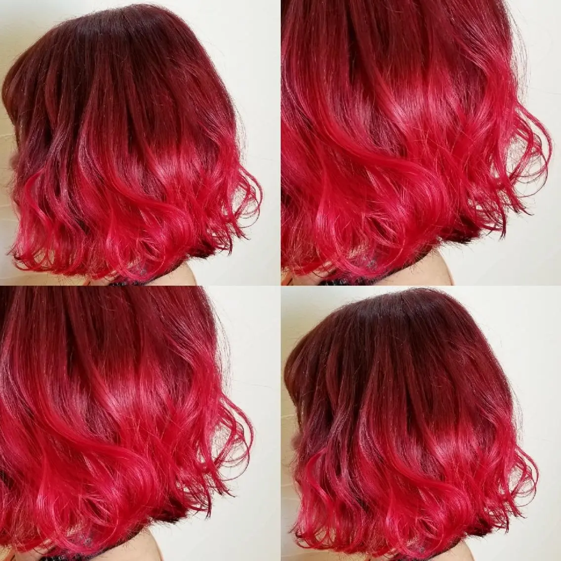 ミディアム ヘアカラー ツヤ髪✨縮毛矯正 ハイトーンカラーのヘアスタイル
