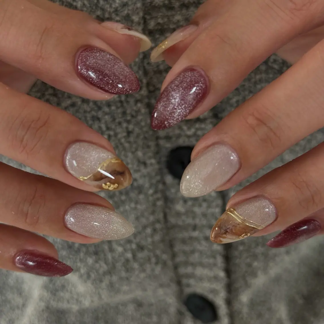 ミディアム 韓国風ヘア ハンドネイル navi nail ayaneのネイルデザイン