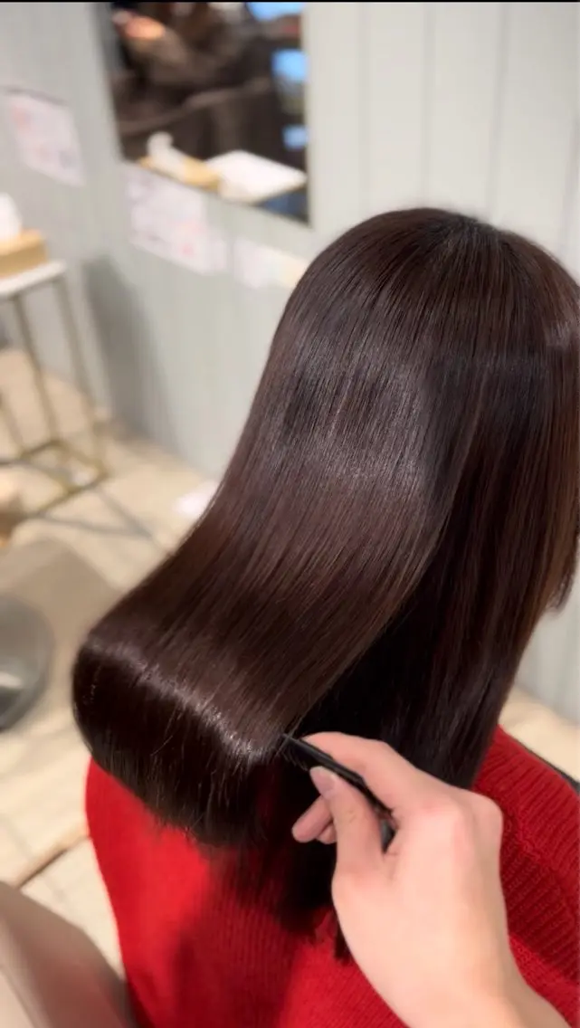 ロング カラー 縮毛矯正 ヘアカラー 縮毛矯正 酸性縮毛矯正/ 顔周りカット/信之介のヘアスタイル