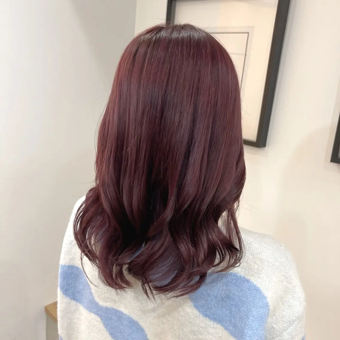 セミロング カラー ボルドーカラー カット ヘアカラー トリートメント ブリーチなしWカラー メンズカット✨ワタベのヘアスタイル