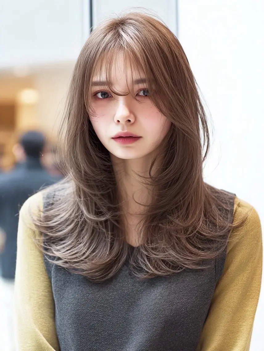 ロング 縮毛矯正 絶対綺麗な暖色カラー 🎯あります✨増渕✨のヘアスタイル