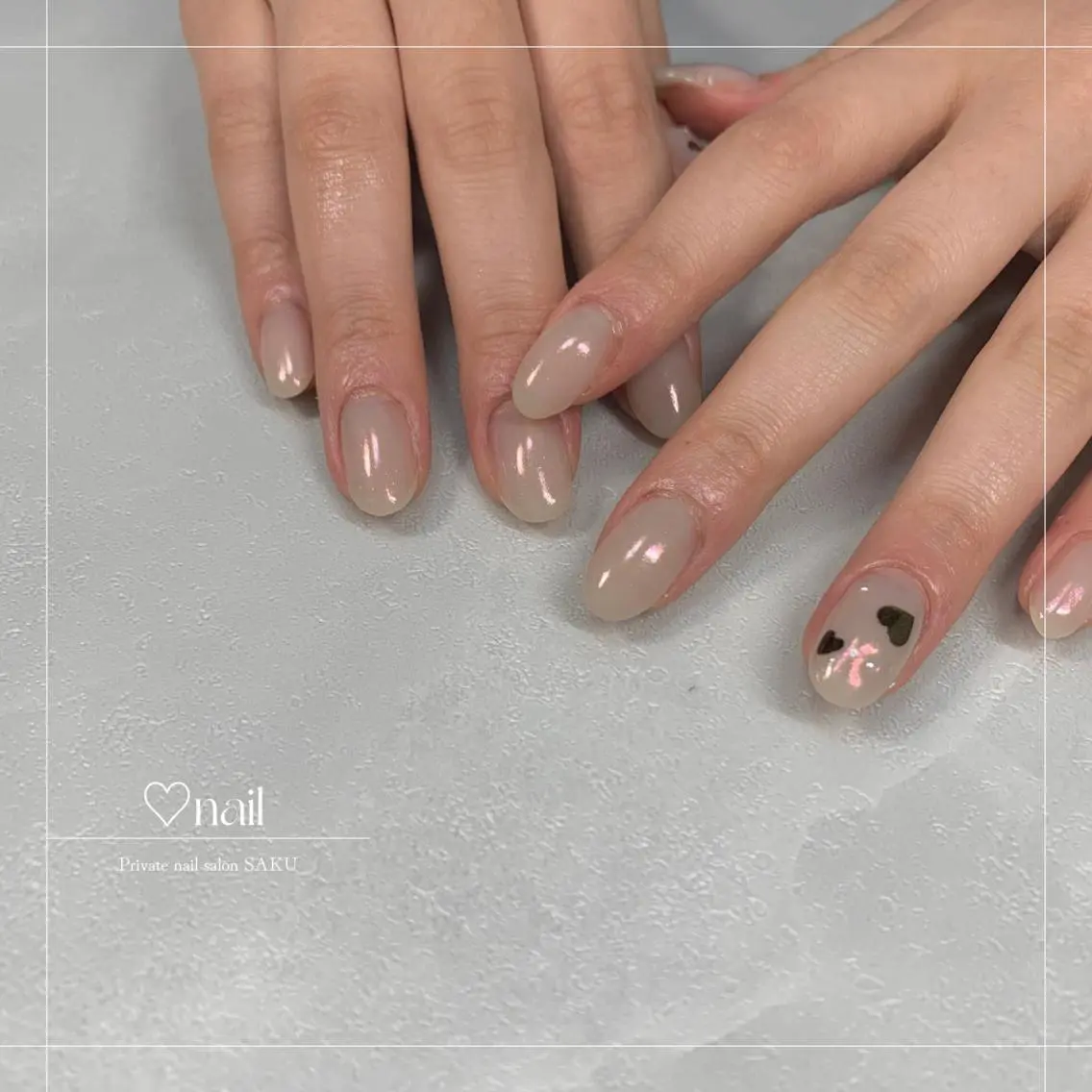 ネイル オーロラネイル ハート シンプルネイル バレンタイン SAKU nail 作島茜のネイルデザイン