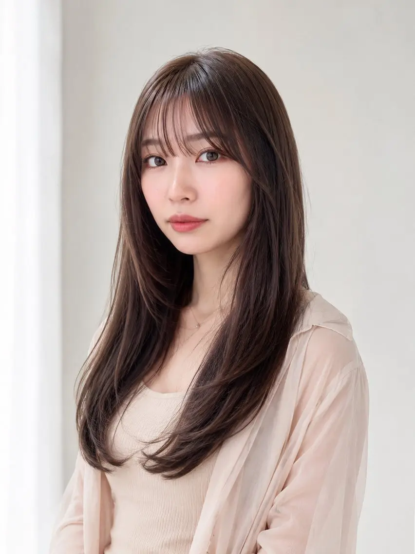 ロング 顔周りカット レイヤーカット カット トリートメント モテ🤍トレンドヘア /新宿/ワカナのヘアスタイル