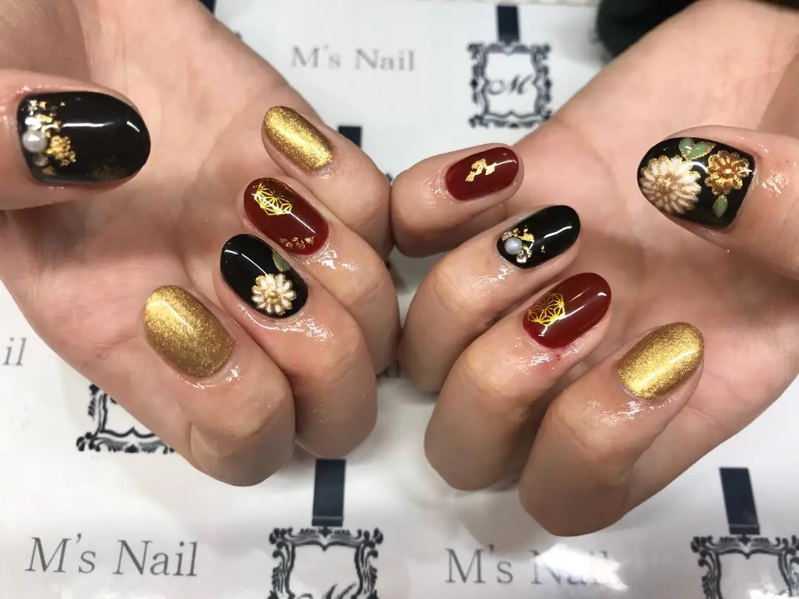 ネイル アートネイル 成人式 M's nail ..高幡不動のネイルデザイン