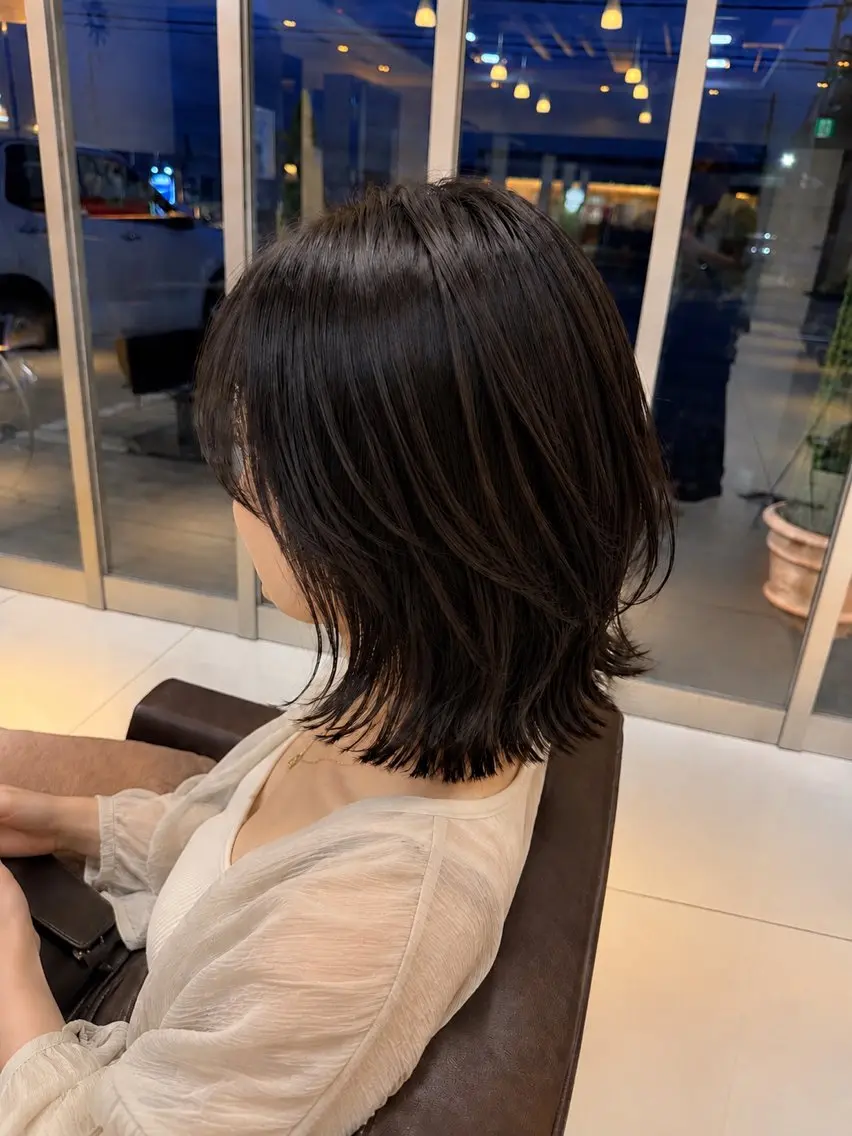 ミディアム ボブレイヤー ボブ レイヤーカット カット ゆあ🤎暖色系🍊 ミルクティー🥛⭐️のヘアスタイル