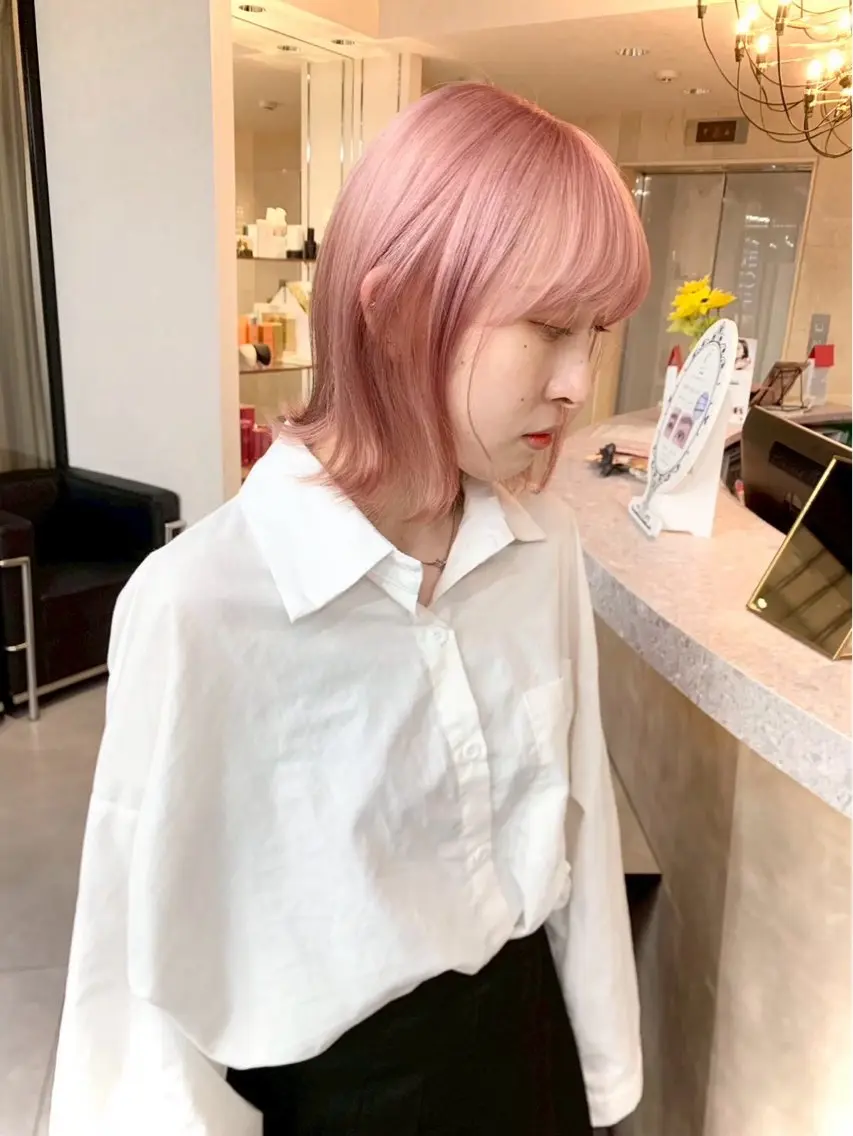 セミロング カラー ヘアカラー も も えのヘアスタイル