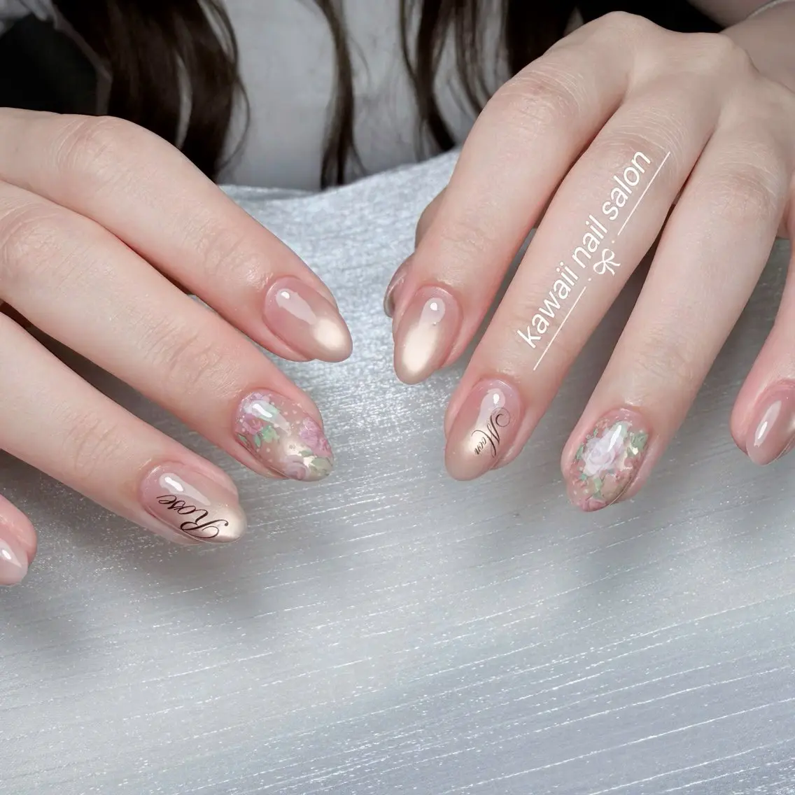 ネイル チークネイル 長さ出し フレンチネイル グラデーション 韓国ネイル Kawaii Nail Salonのネイルデザイン